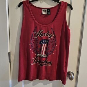 Harley-Davidson USA #1 Gem Sparkle Tank Top - Women's Size 1X - Red, White, Blue